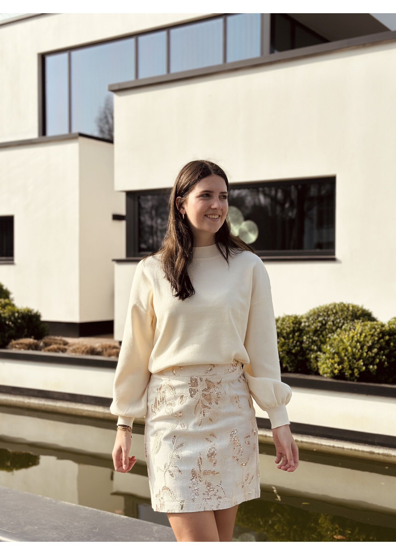 Smashed Lemon Smashed Lemon Tessa skirt beige/glitter print