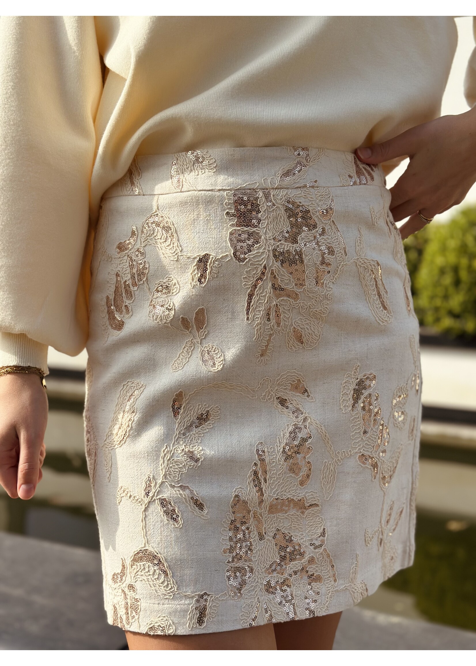 Smashed Lemon Smashed Lemon Tessa skirt beige/glitter print