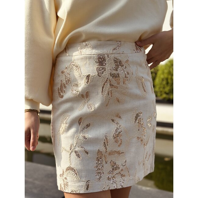 Smashed Lemon Smashed Lemon Tessa skirt beige/glitter print