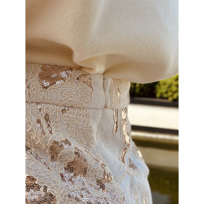 Smashed Lemon Smashed Lemon Tessa skirt beige/glitter print