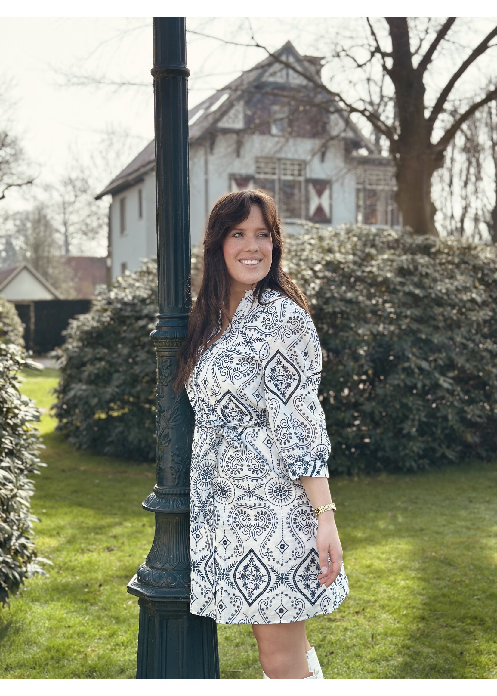 Smashed Lemon Smashed Lemon Hetty dress offwhite/blue print