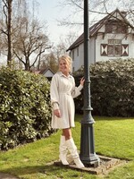 Feline blouse dress beige stripes