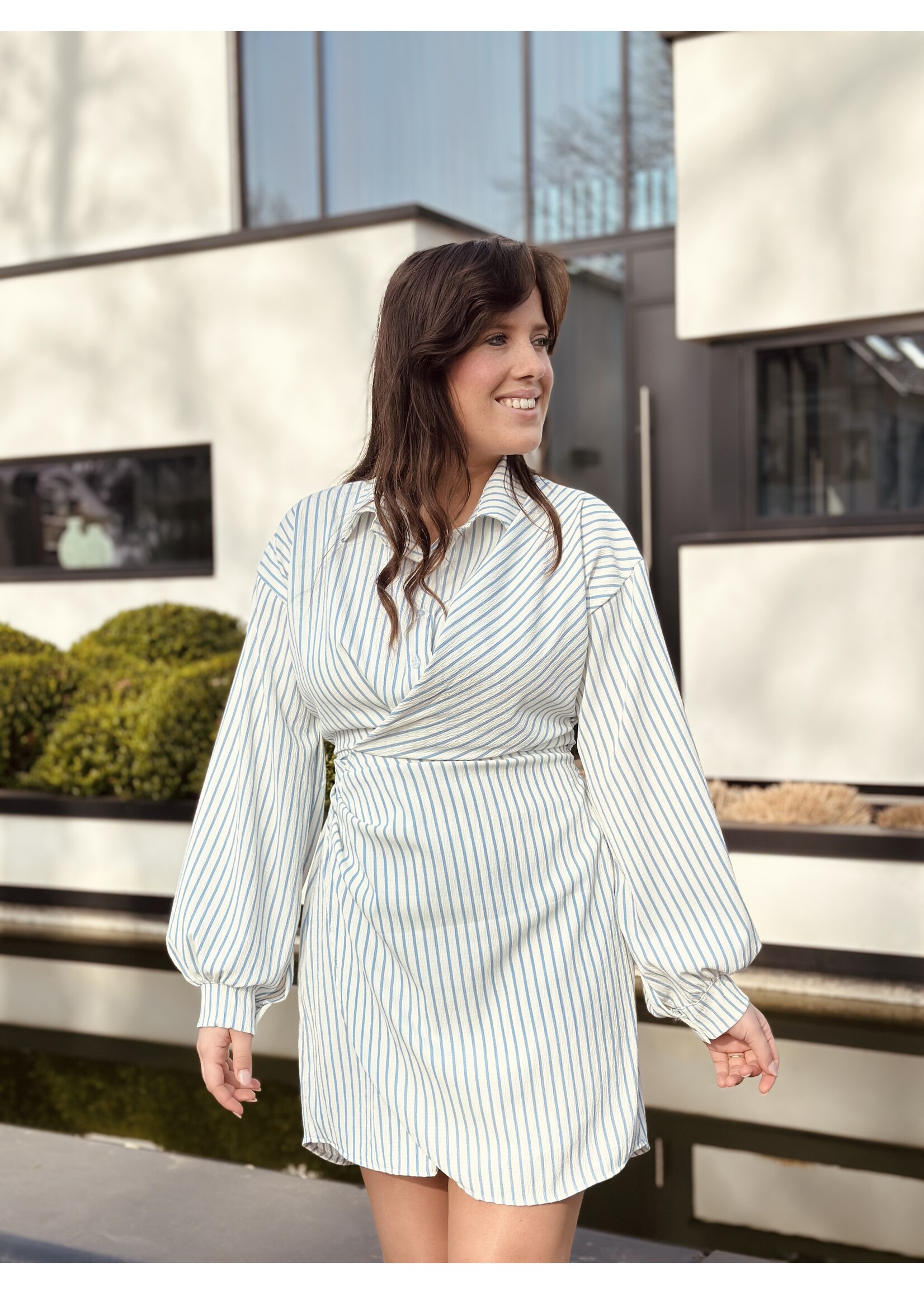 Lydia dress blue/white stripes