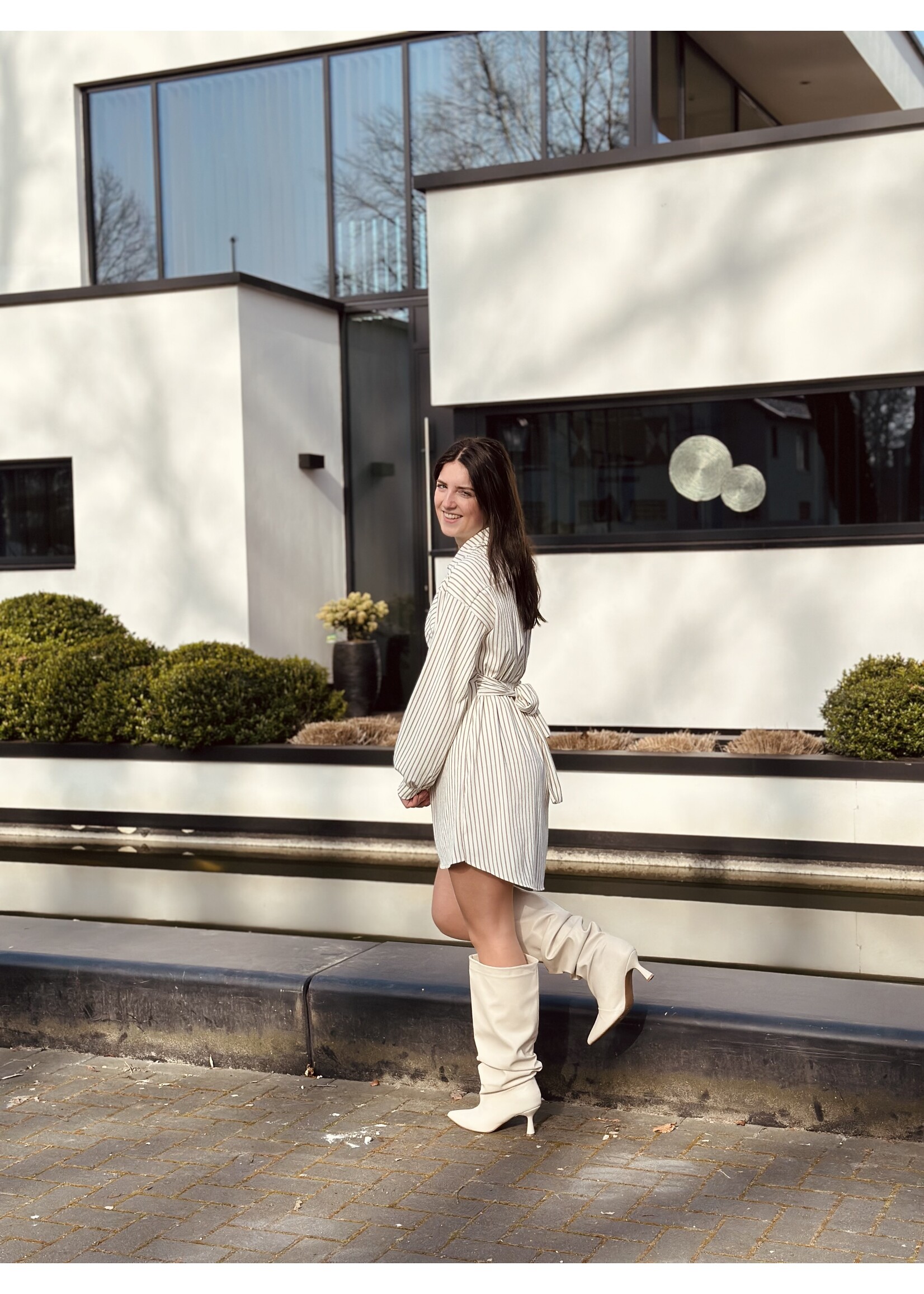 Lydia dress stripes beige