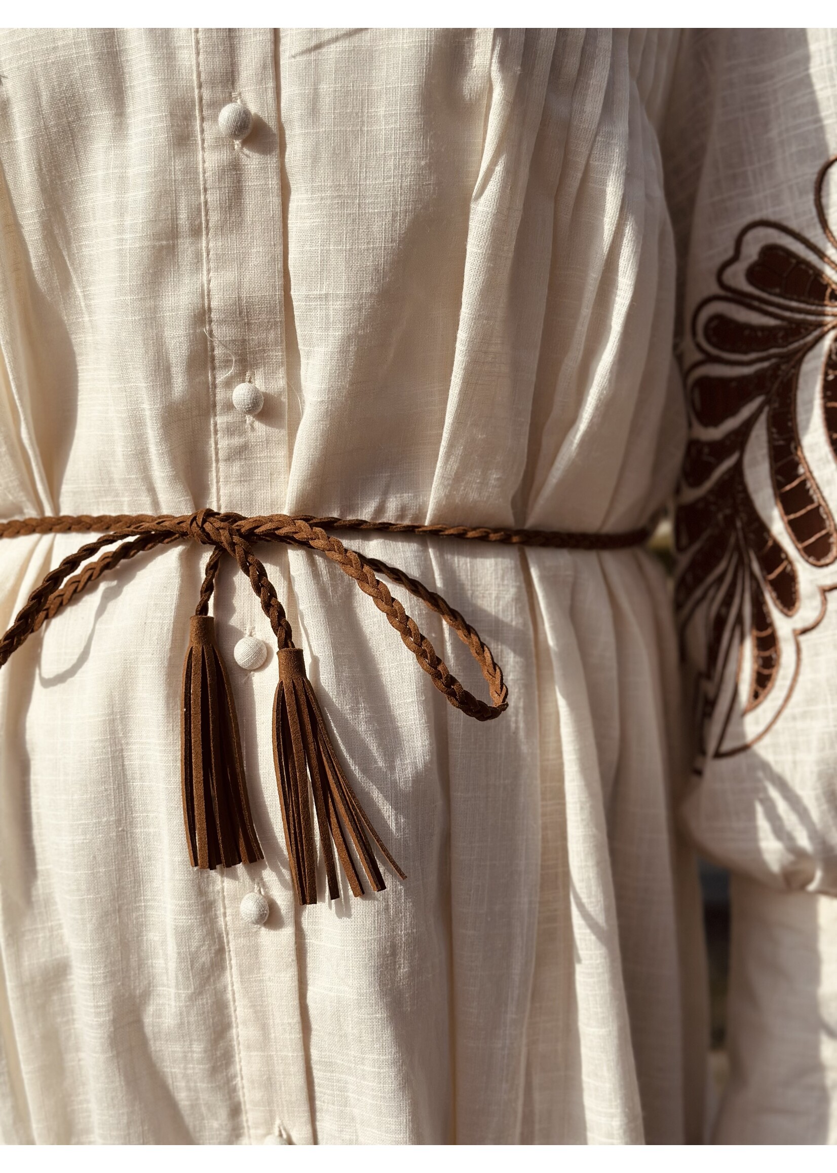 Mialyn broderie dress ecru/brown print