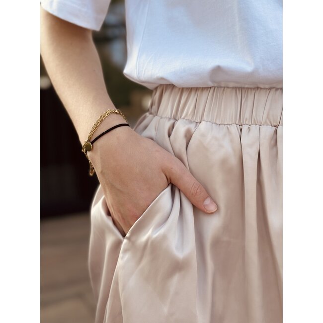 Louanna skirt beige satin look