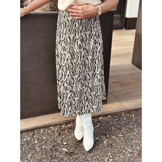 Eve long skirt black/beige print