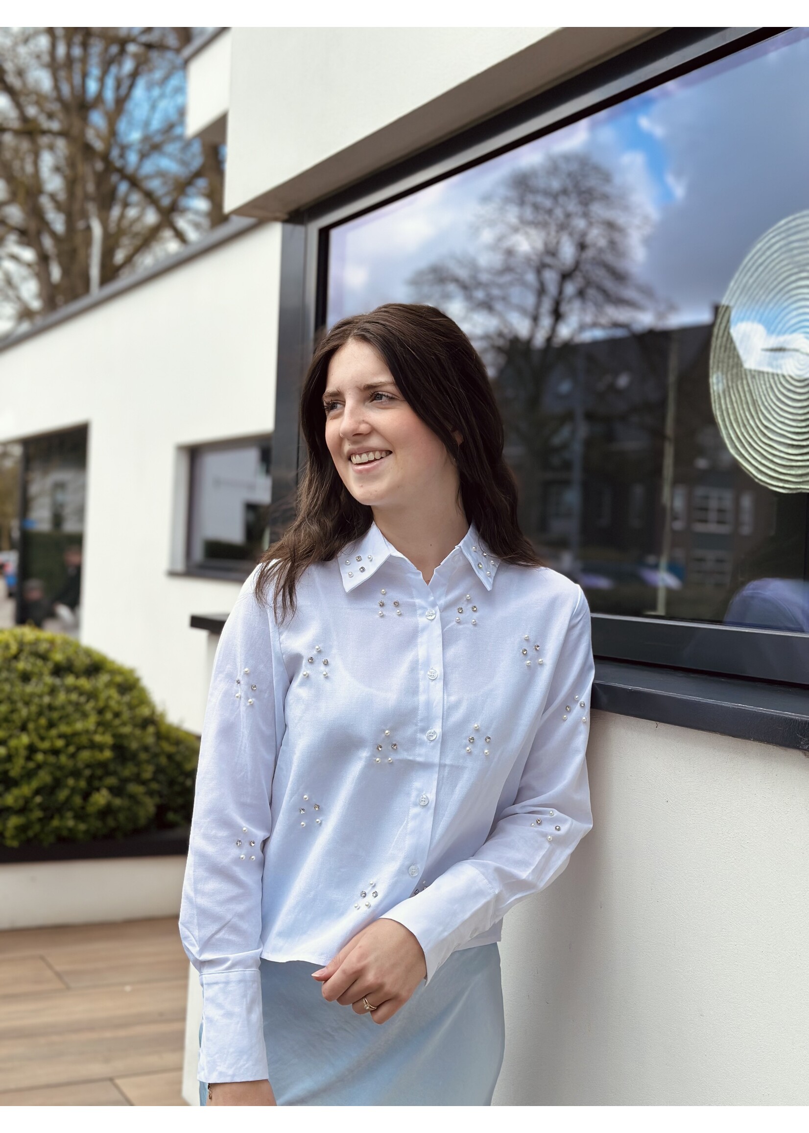 Agnea blouse white glitter