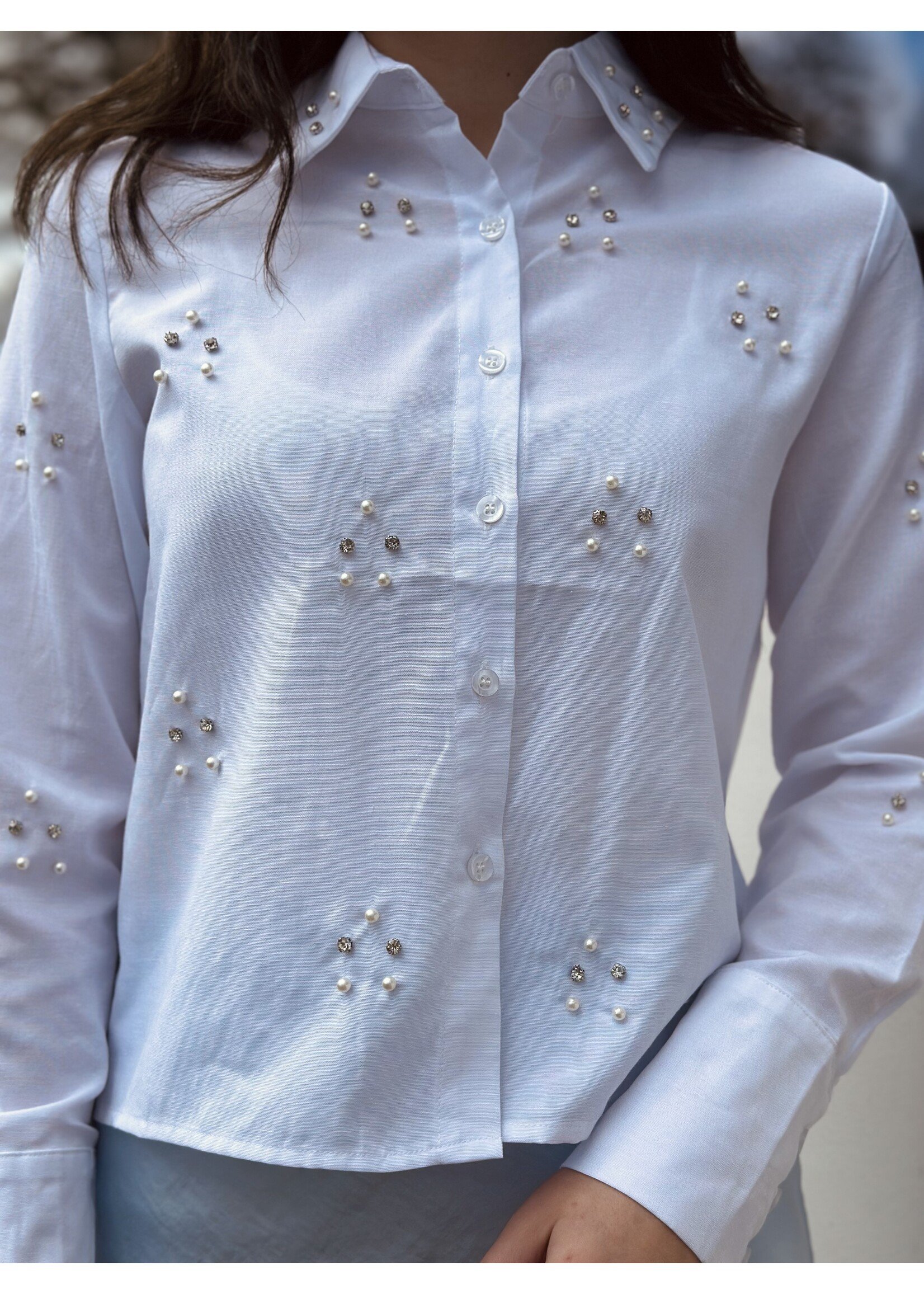Agnea blouse white glitter