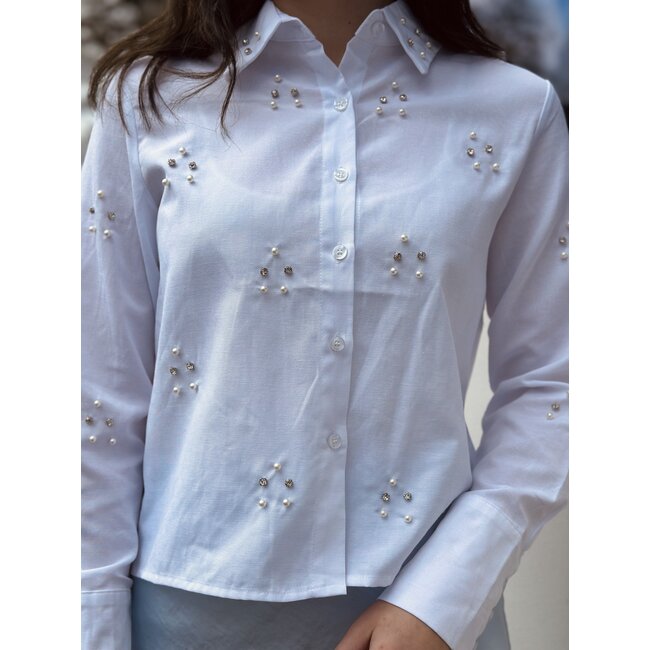 Agnea blouse white glitter