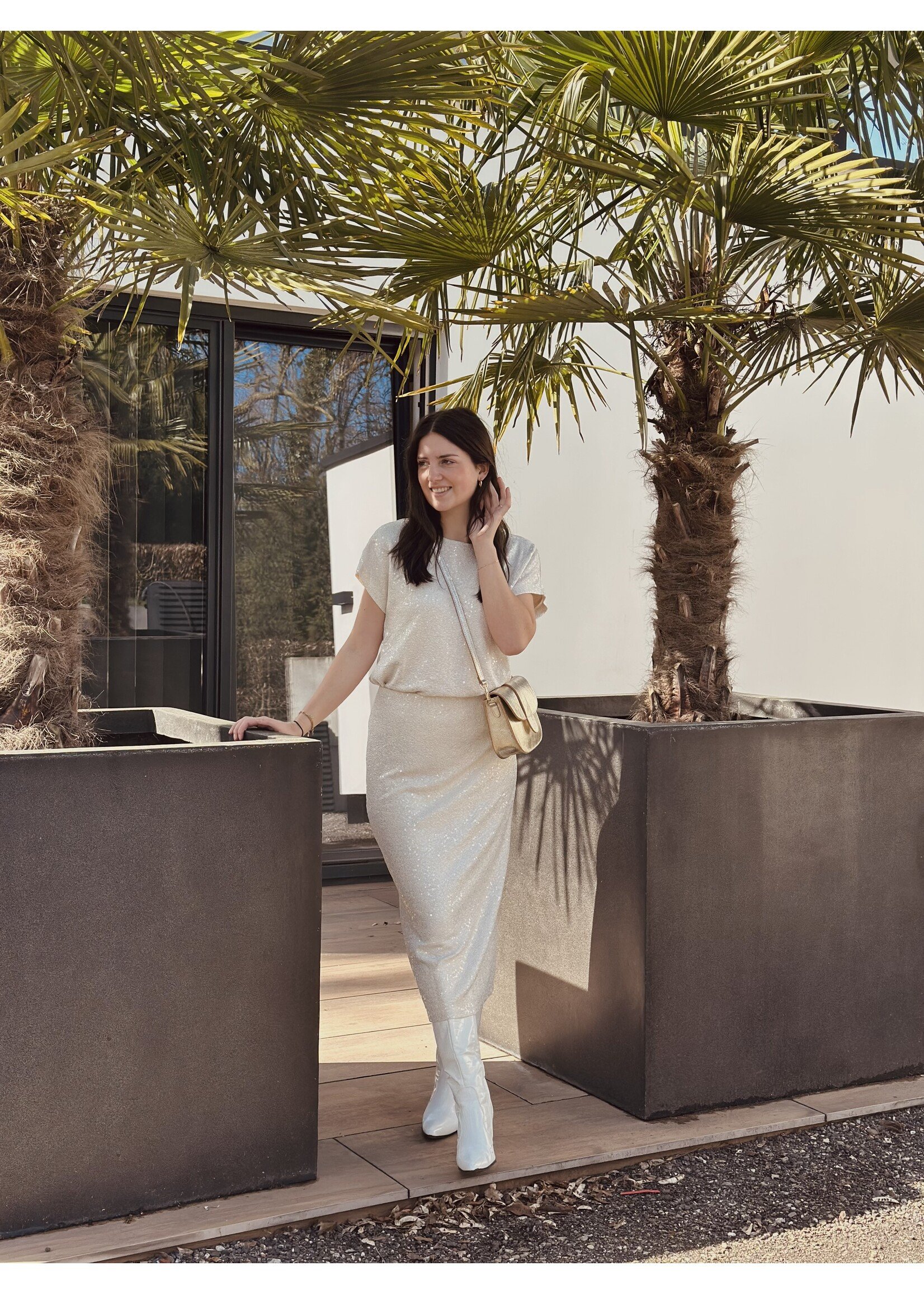 Smashed Lemon Smashed Lemon Elvive skirt beige glitter