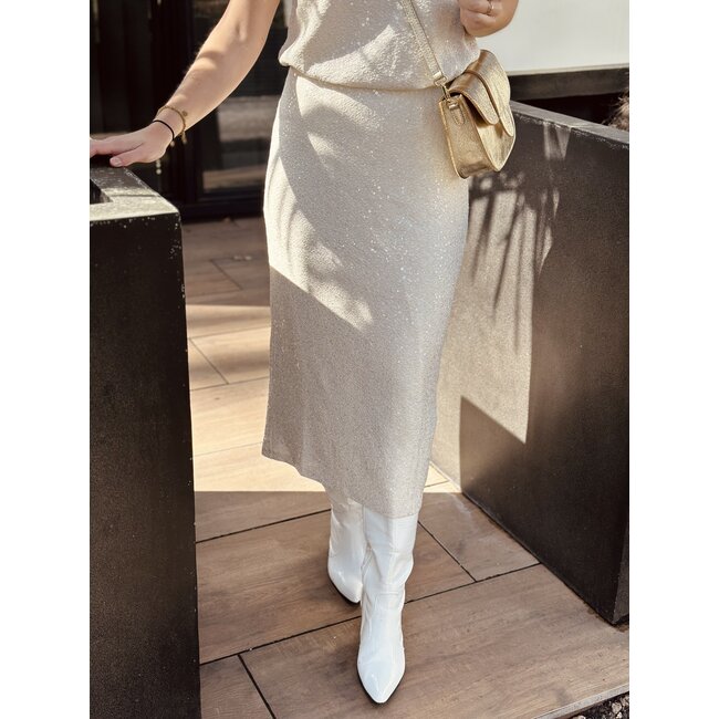 Smashed Lemon Smashed Lemon Elvive skirt beige glitter