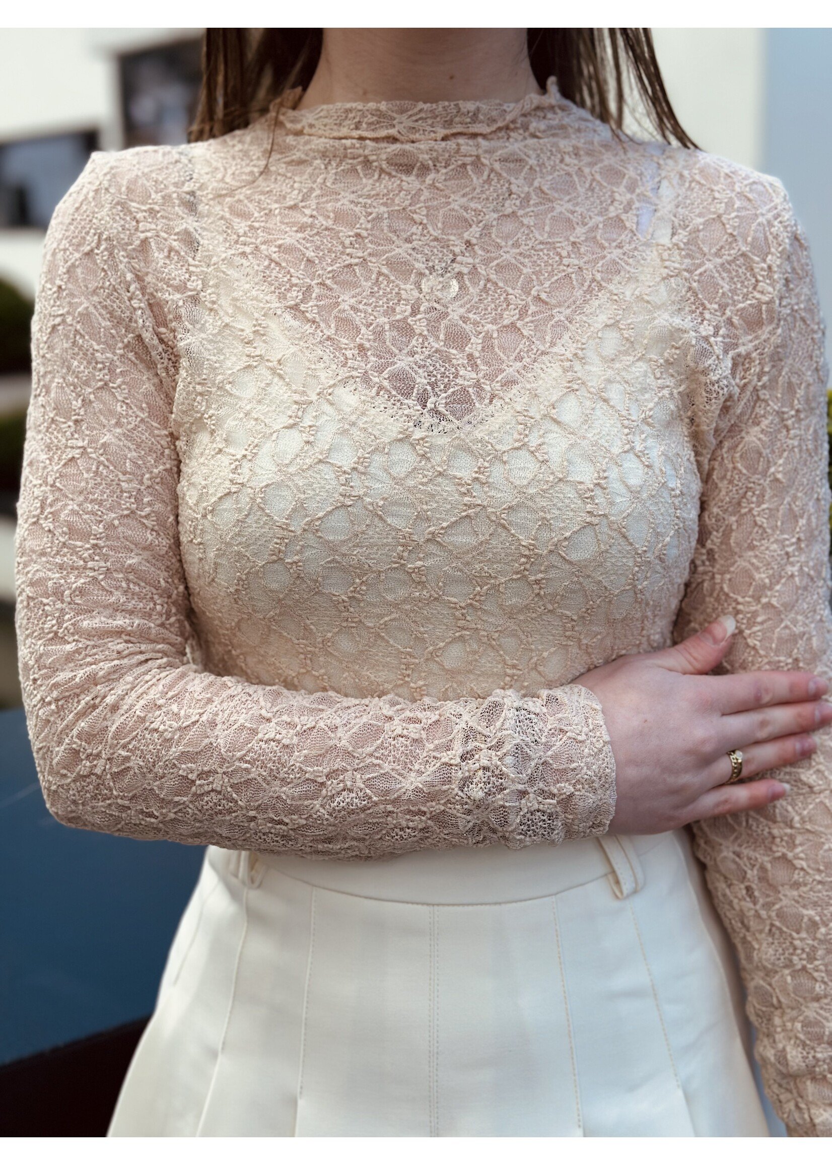 Charlie top broderie camel One Size