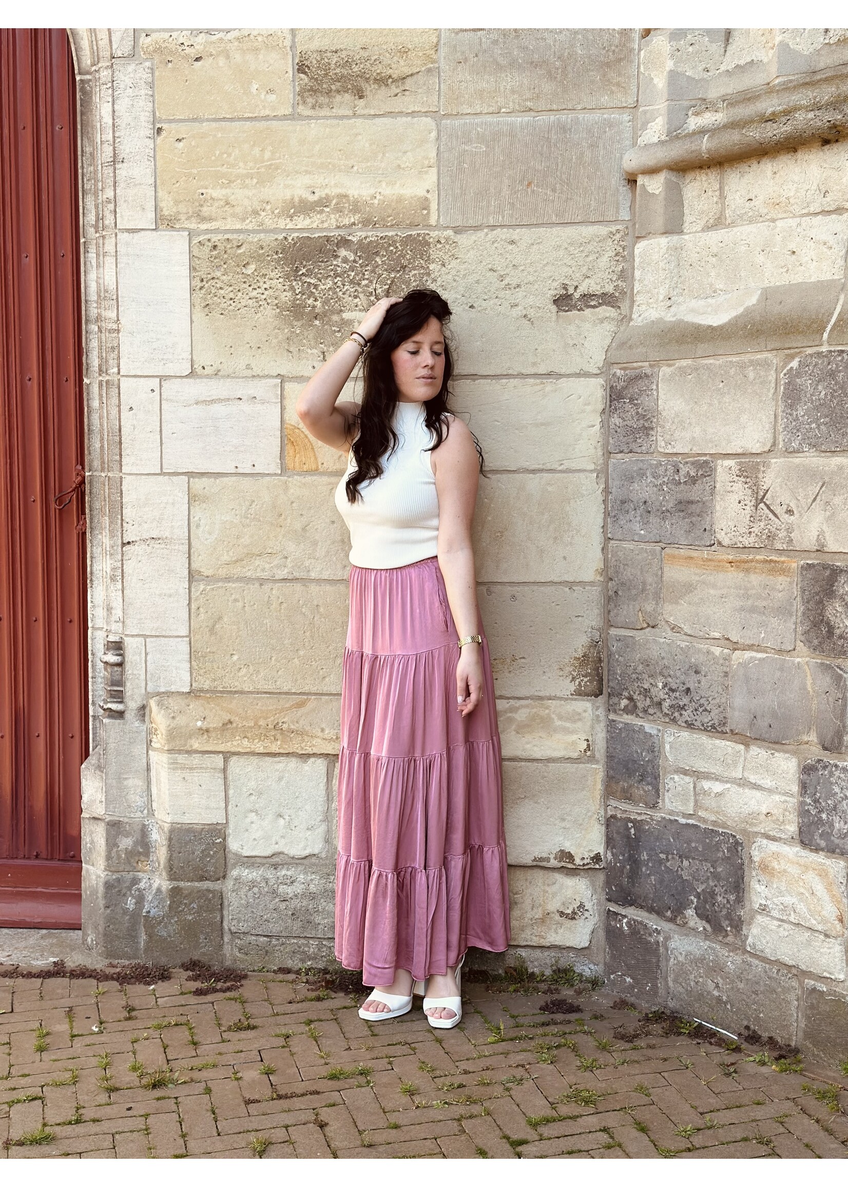 Flora long skirt dark pink One Size