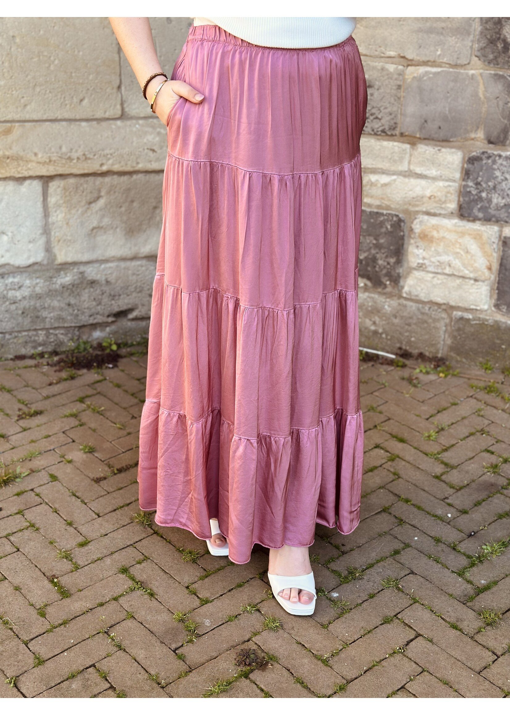 Flora long skirt dark pink One Size