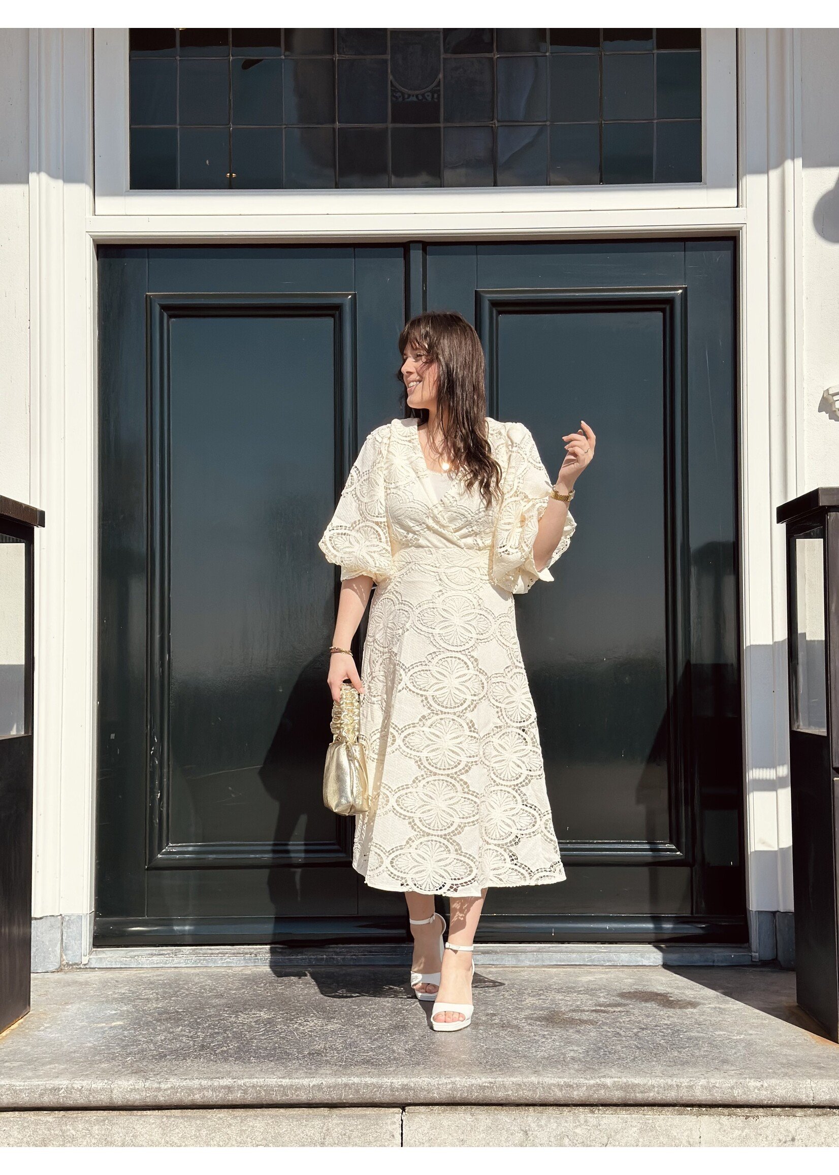 Romijna long dress broderie beige