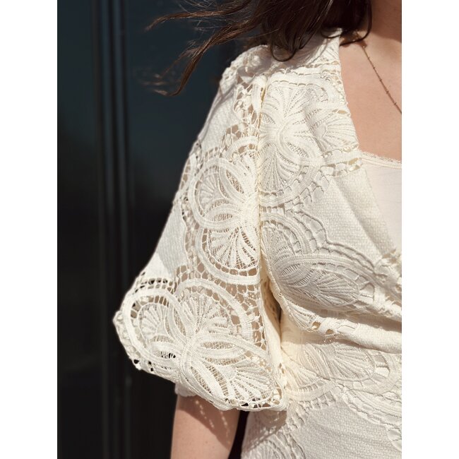 Romijna long dress broderie beige