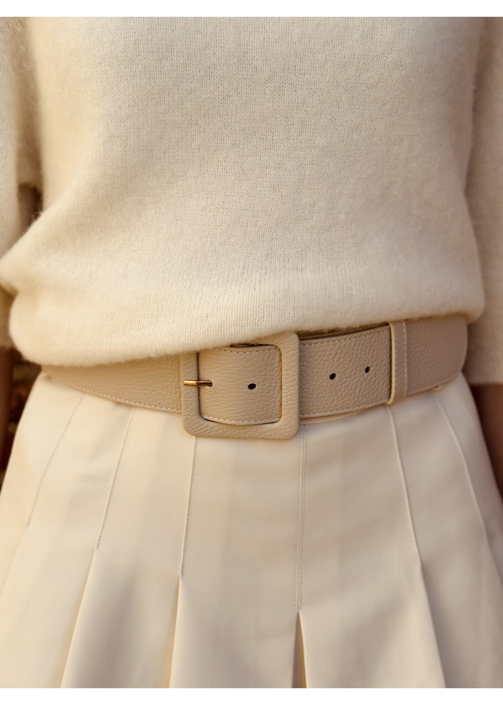 Isha belt leather look beige