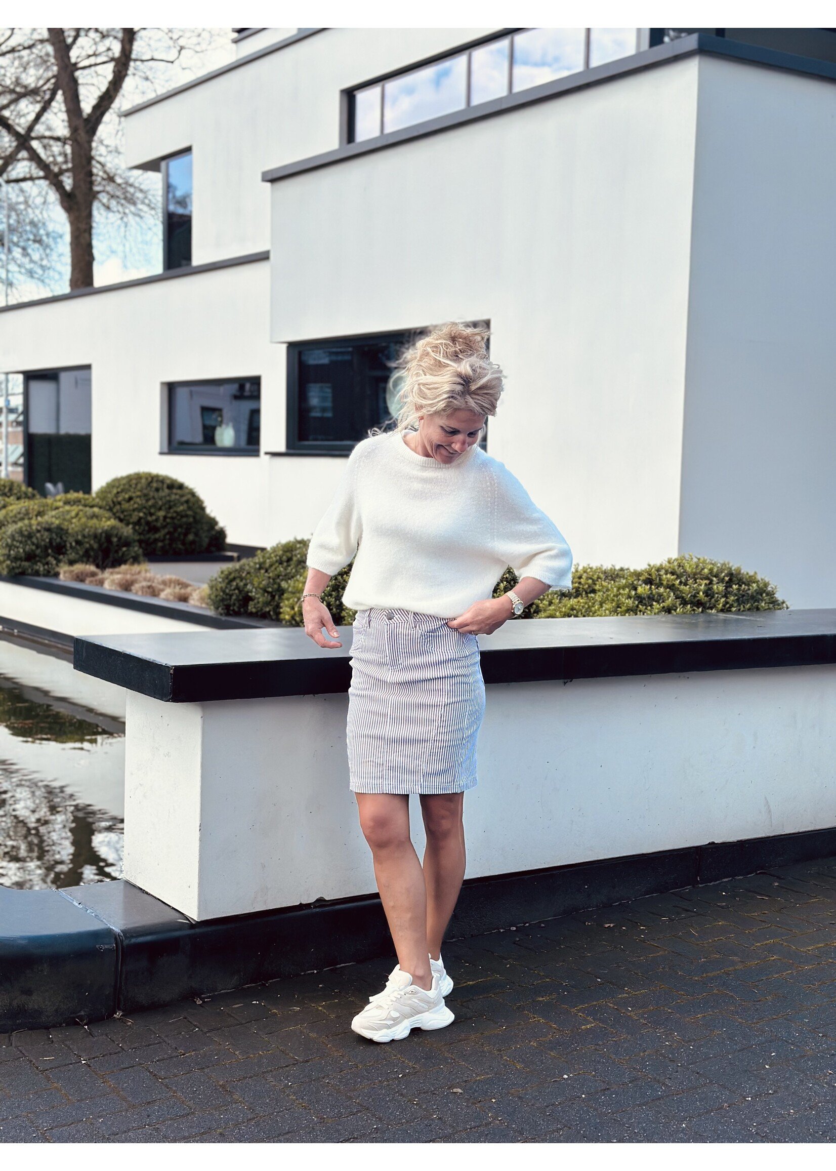 Ze-Ze Liza skirt print camel/offwhite