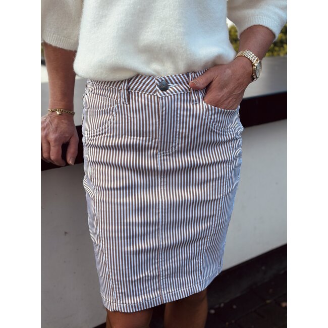 Ze-Ze Liza skirt print camel/offwhite