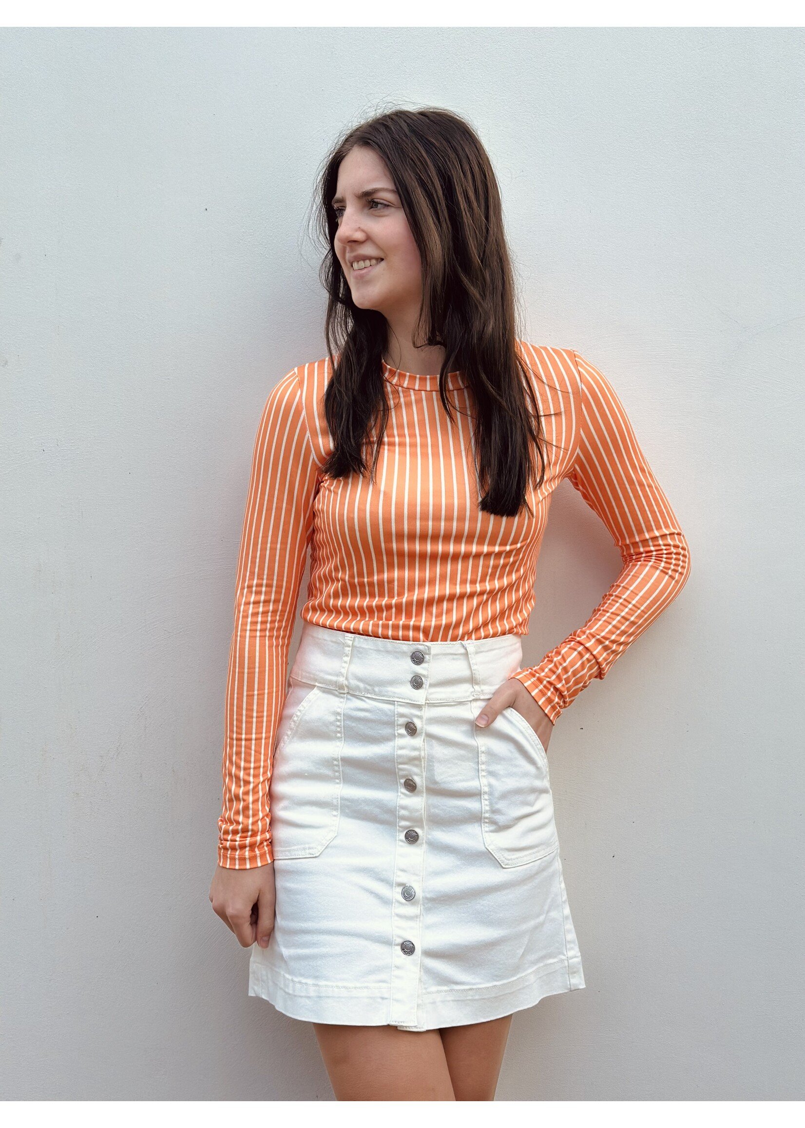 Liva top orange/white