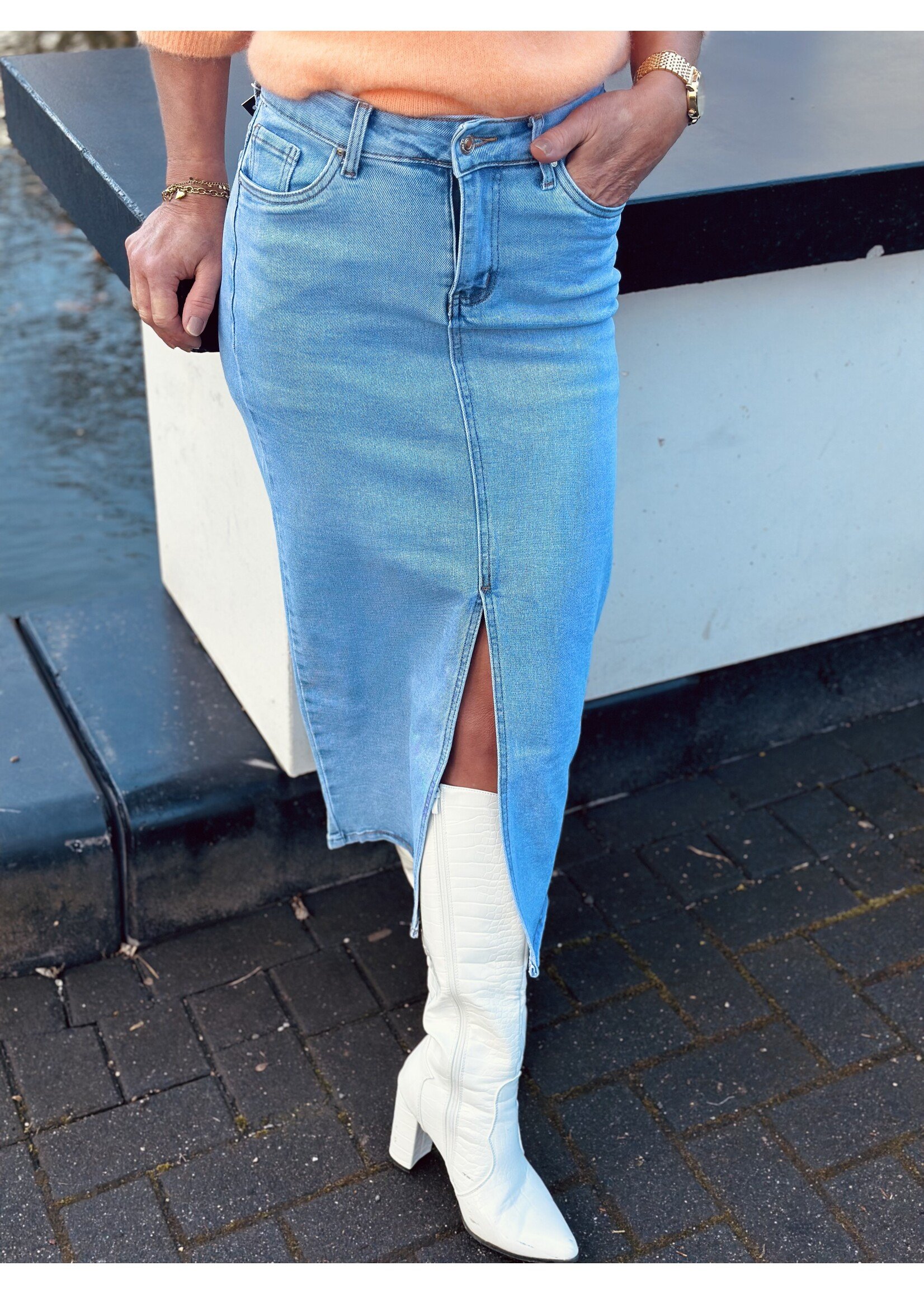 Anouk long skirt denim light blue