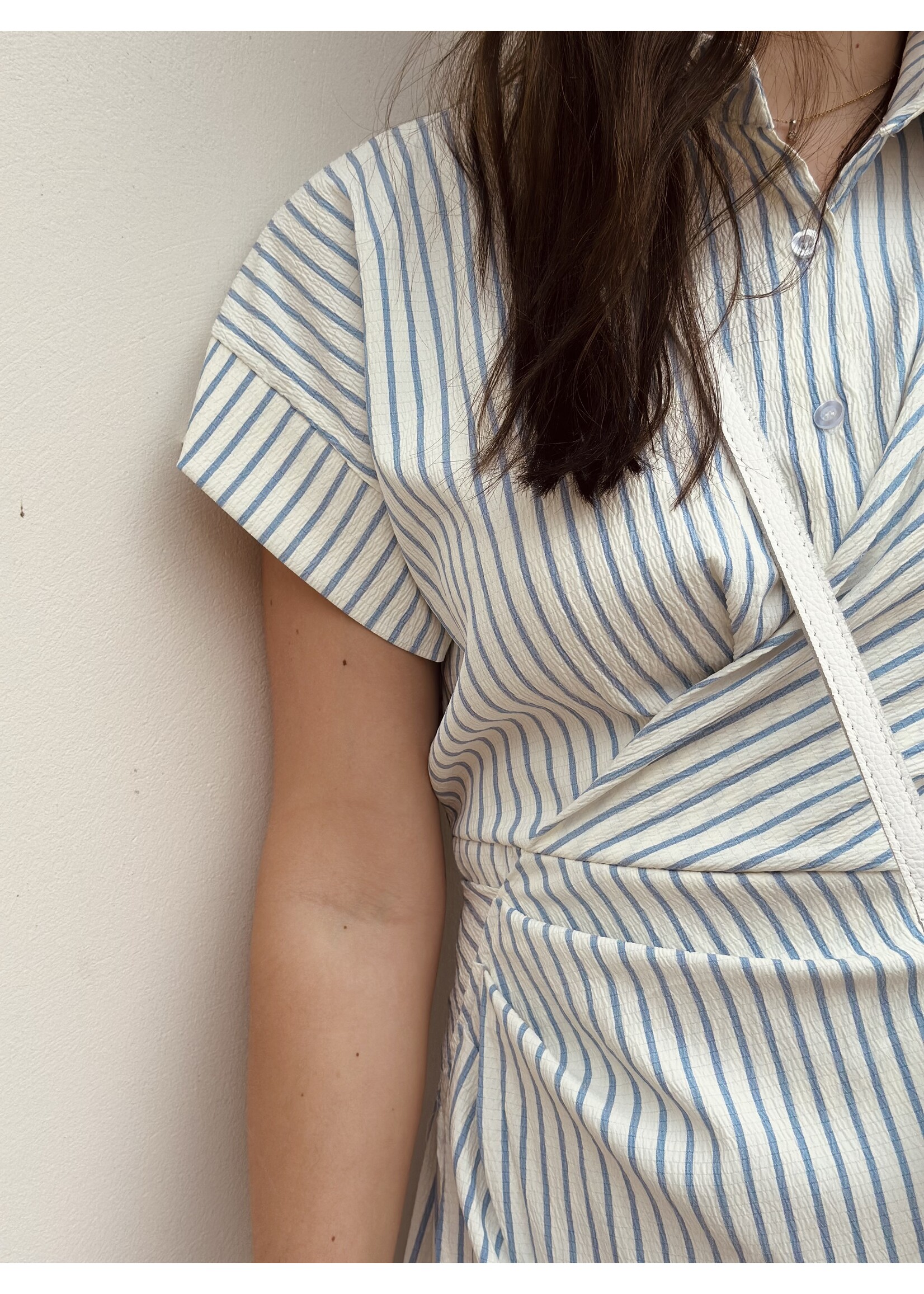 Fleur dress blue/white stripes