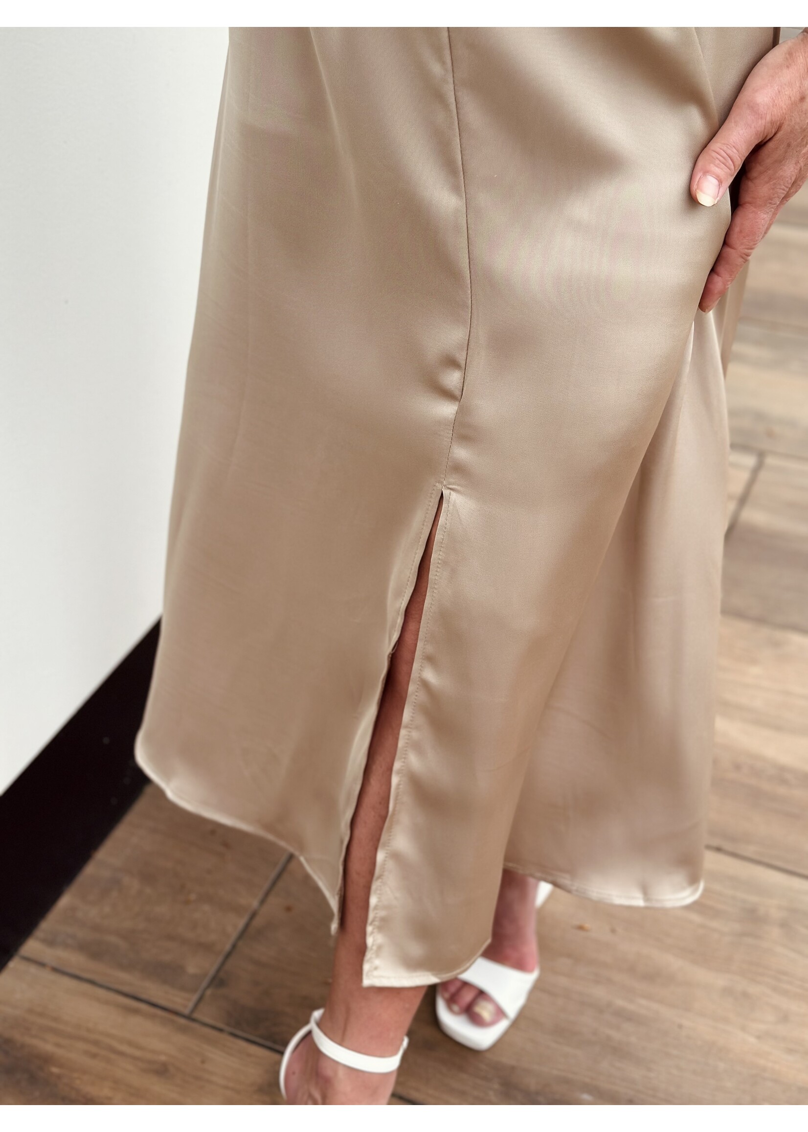 Helena long dress satin champagne