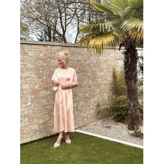 Helena long dress satin peach