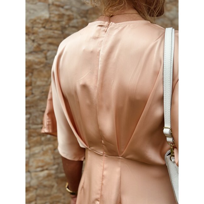 Helena long dress satin peach