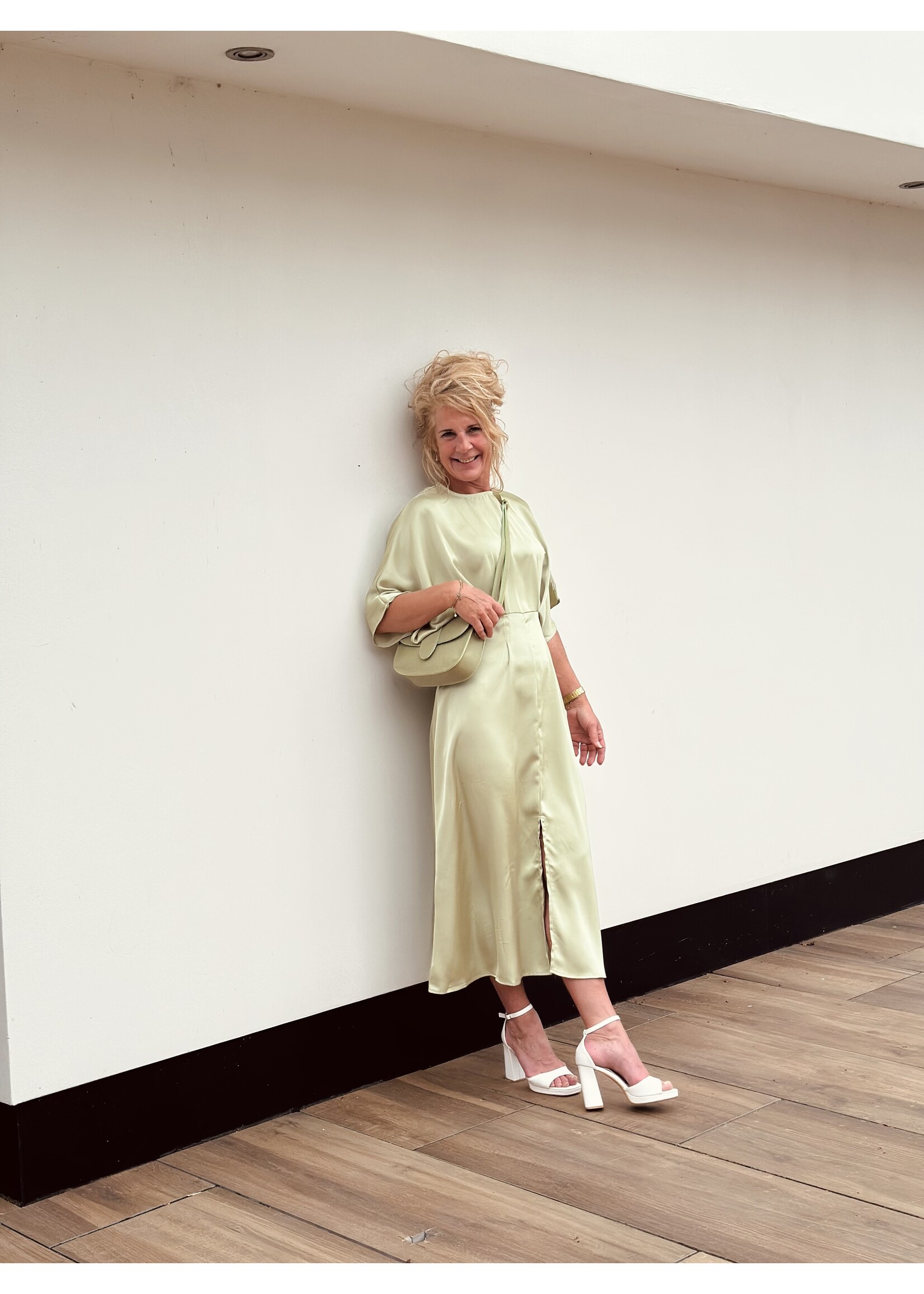 Helena long  dress satin mint green