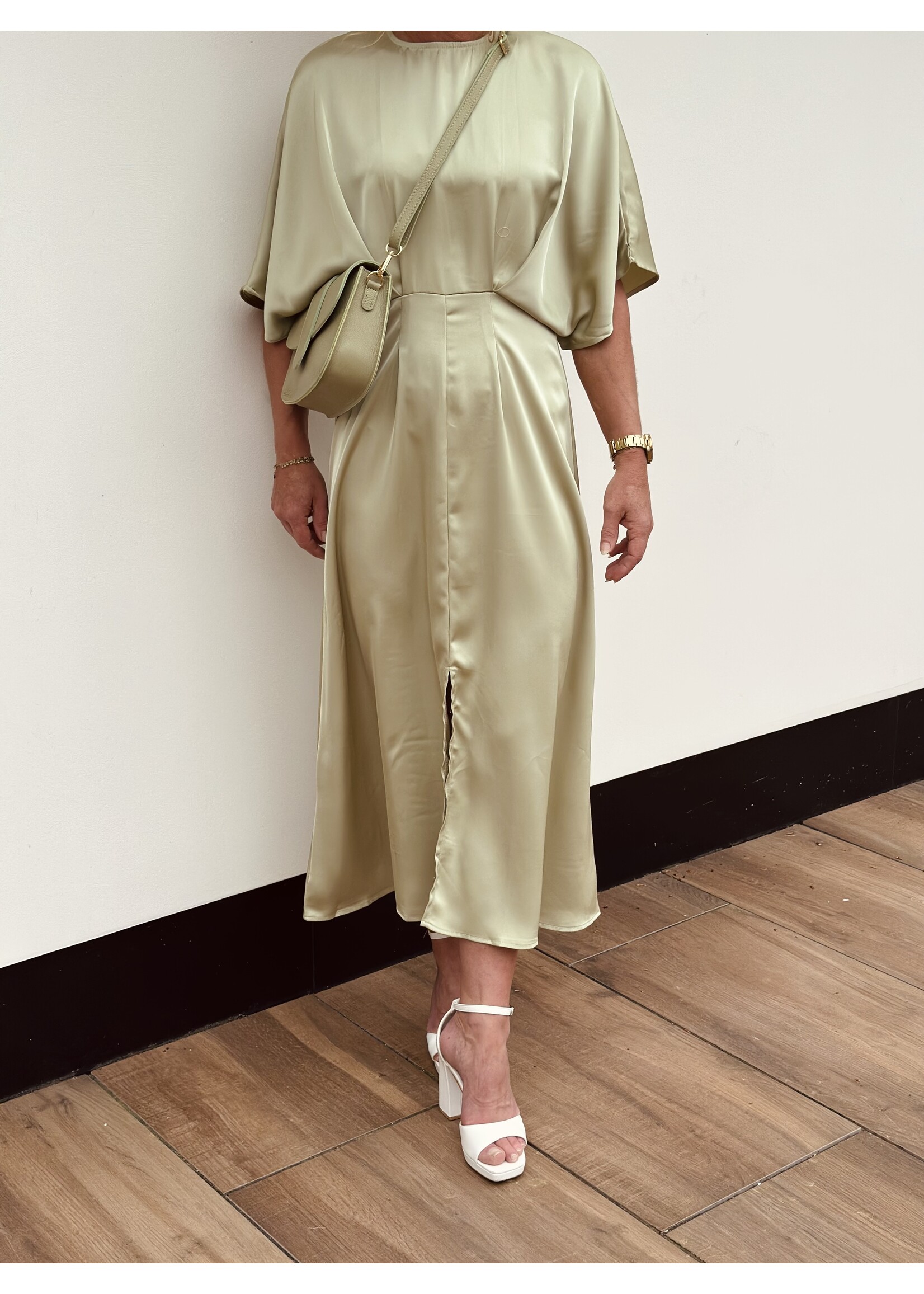 Helena long  dress satin mint green