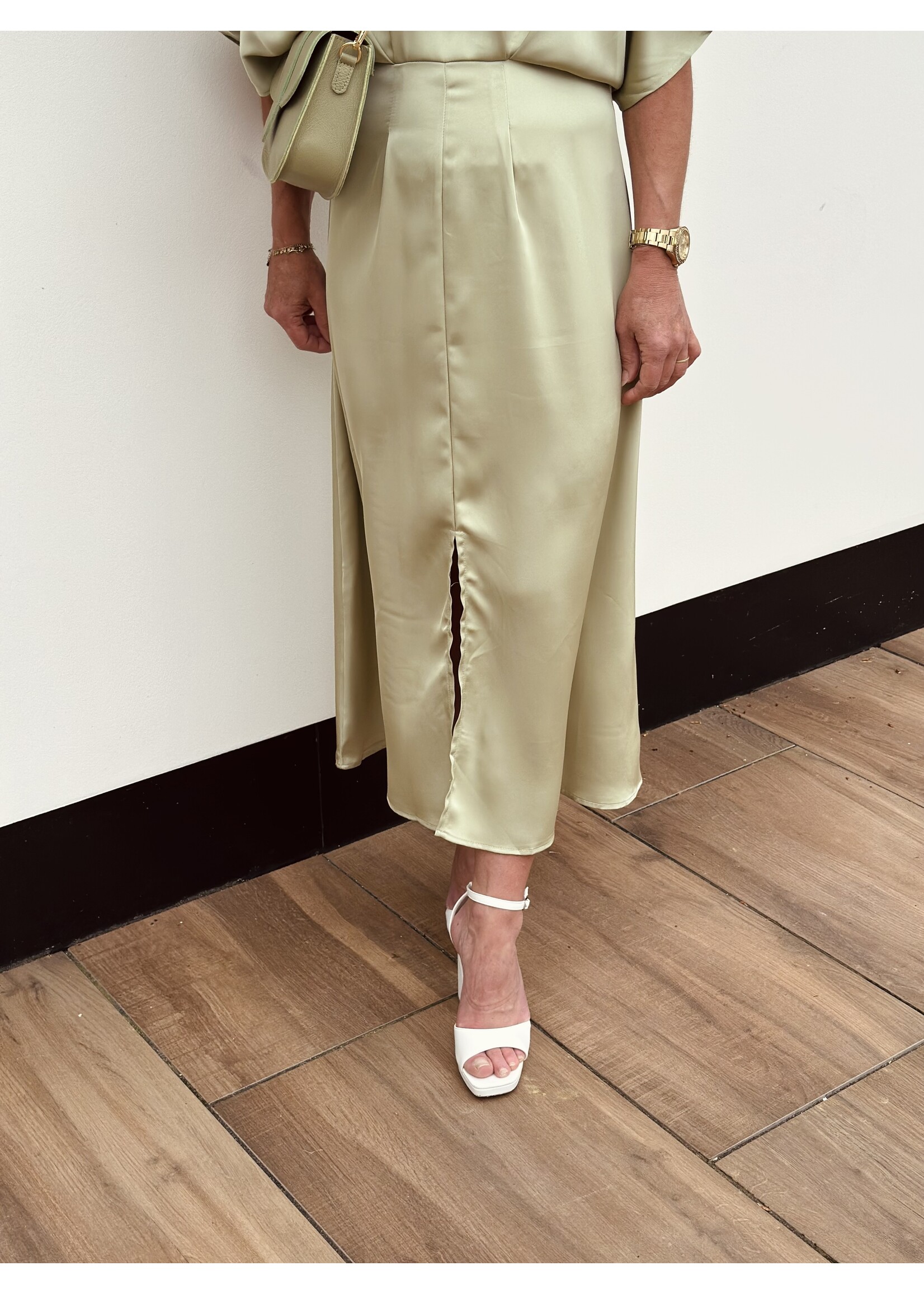 Helena long  dress satin mint green