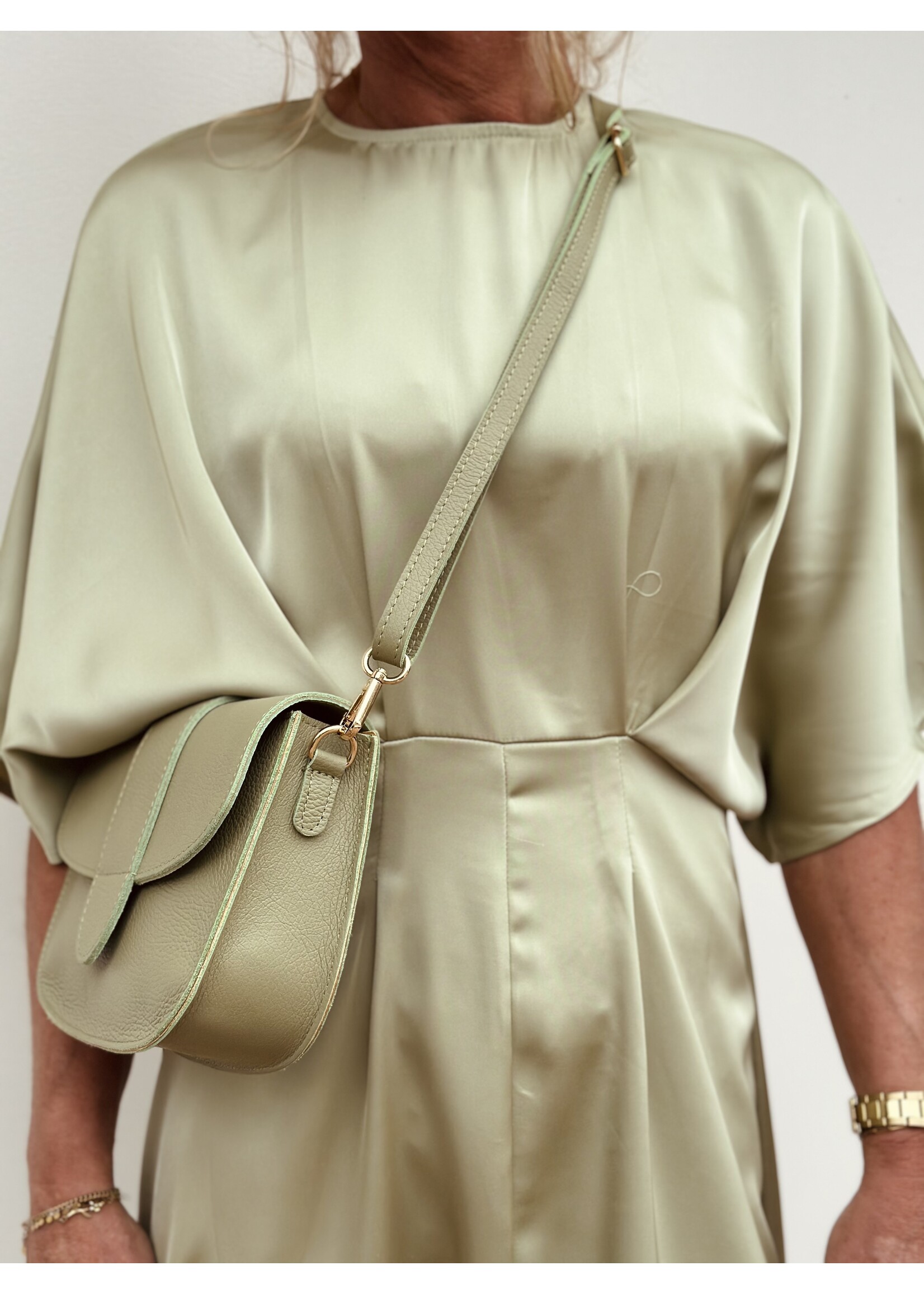 Helena long  dress satin mint green