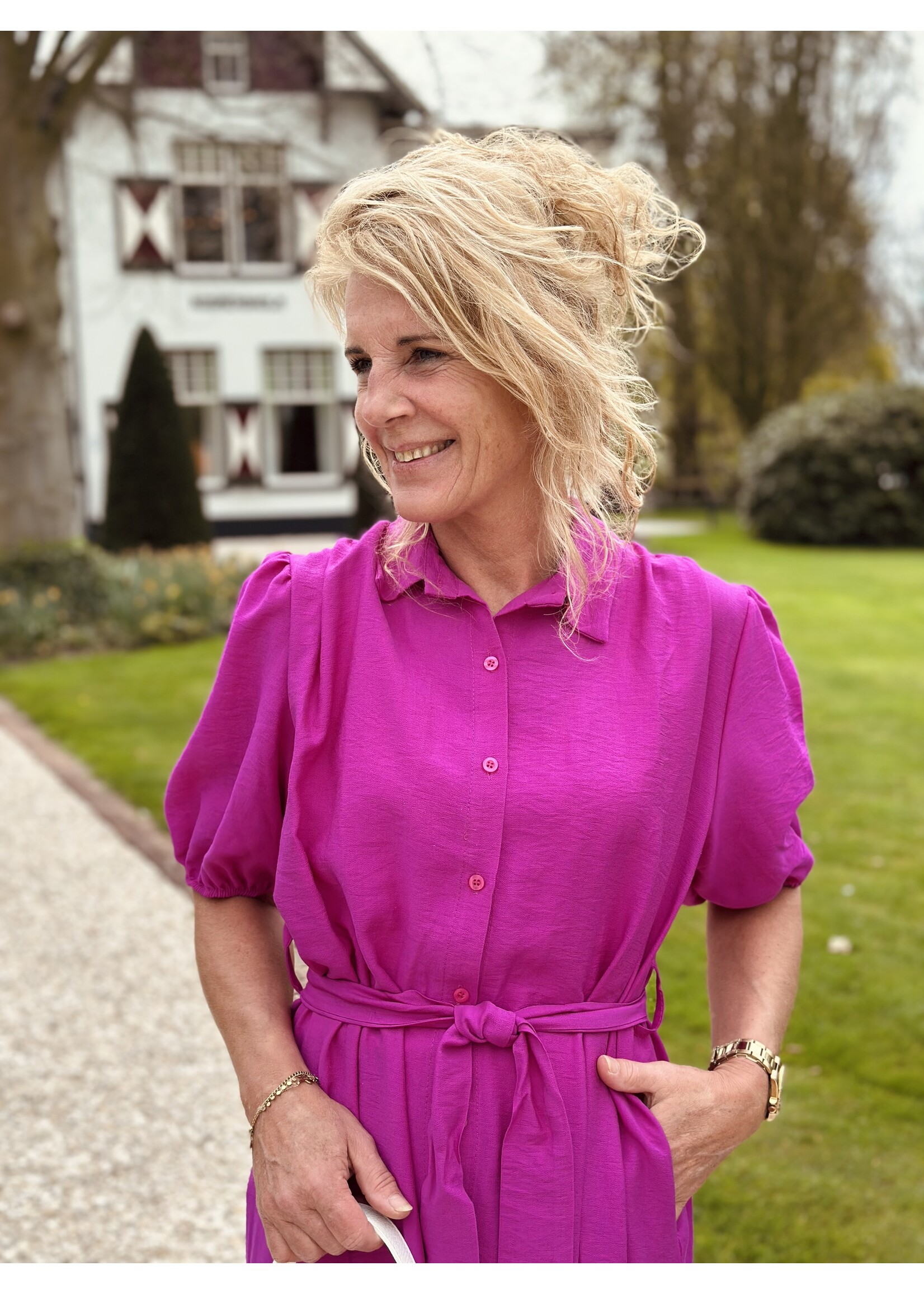 Rieneke long blouse dress fuchsia