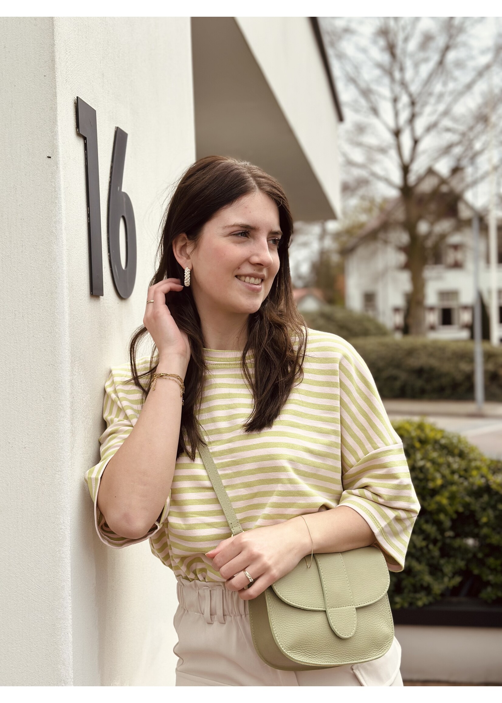 Jadeleen t-shirt stripes green/beige One Size