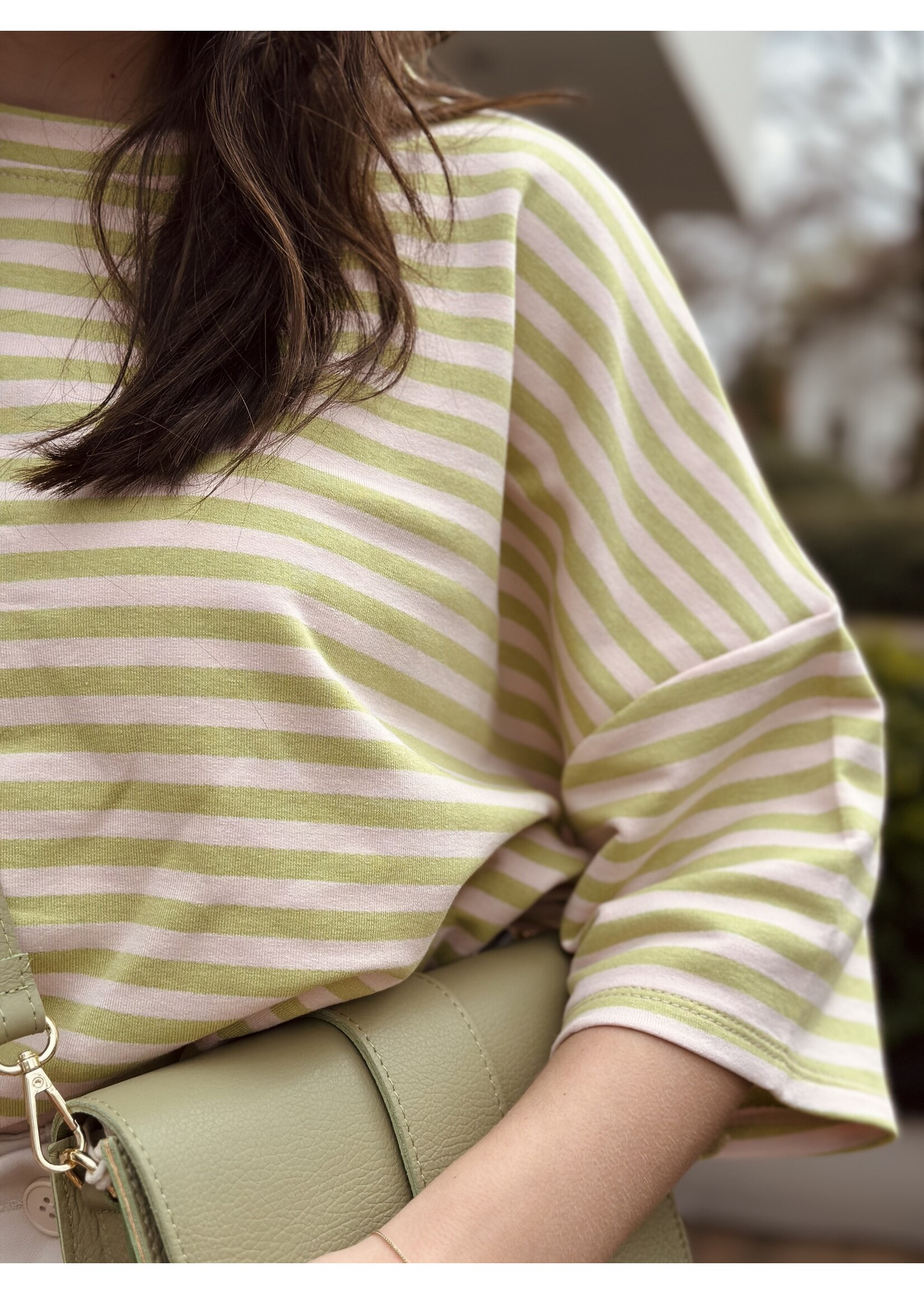 Jadeleen t-shirt stripes green/beige One Size