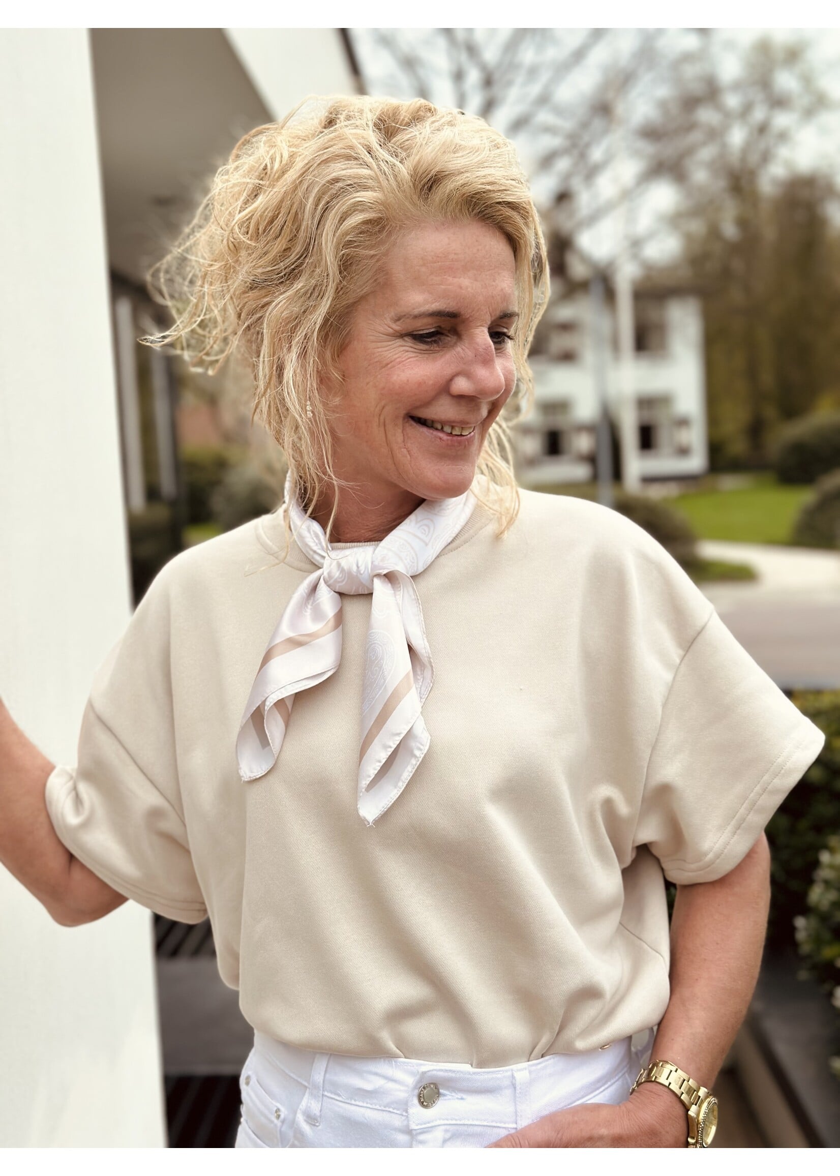 Bibi shawl beige/offwhite print One Size