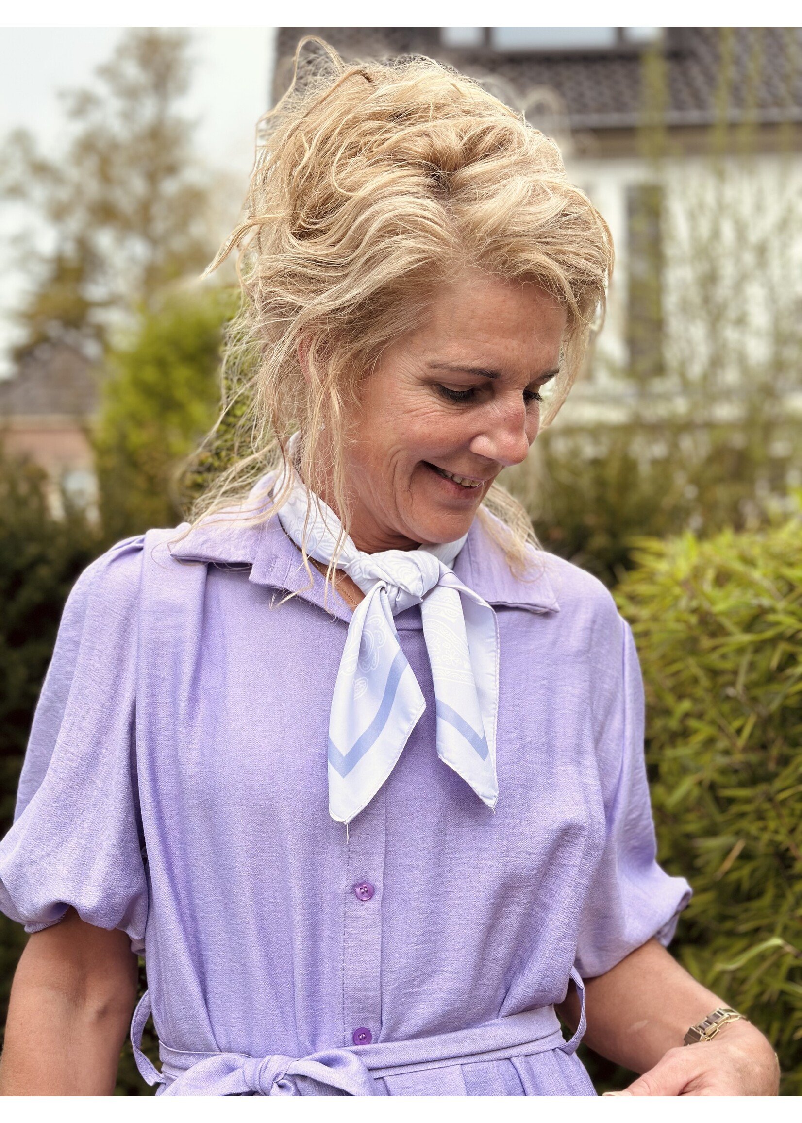 Bibi shawl purple/white print One Size