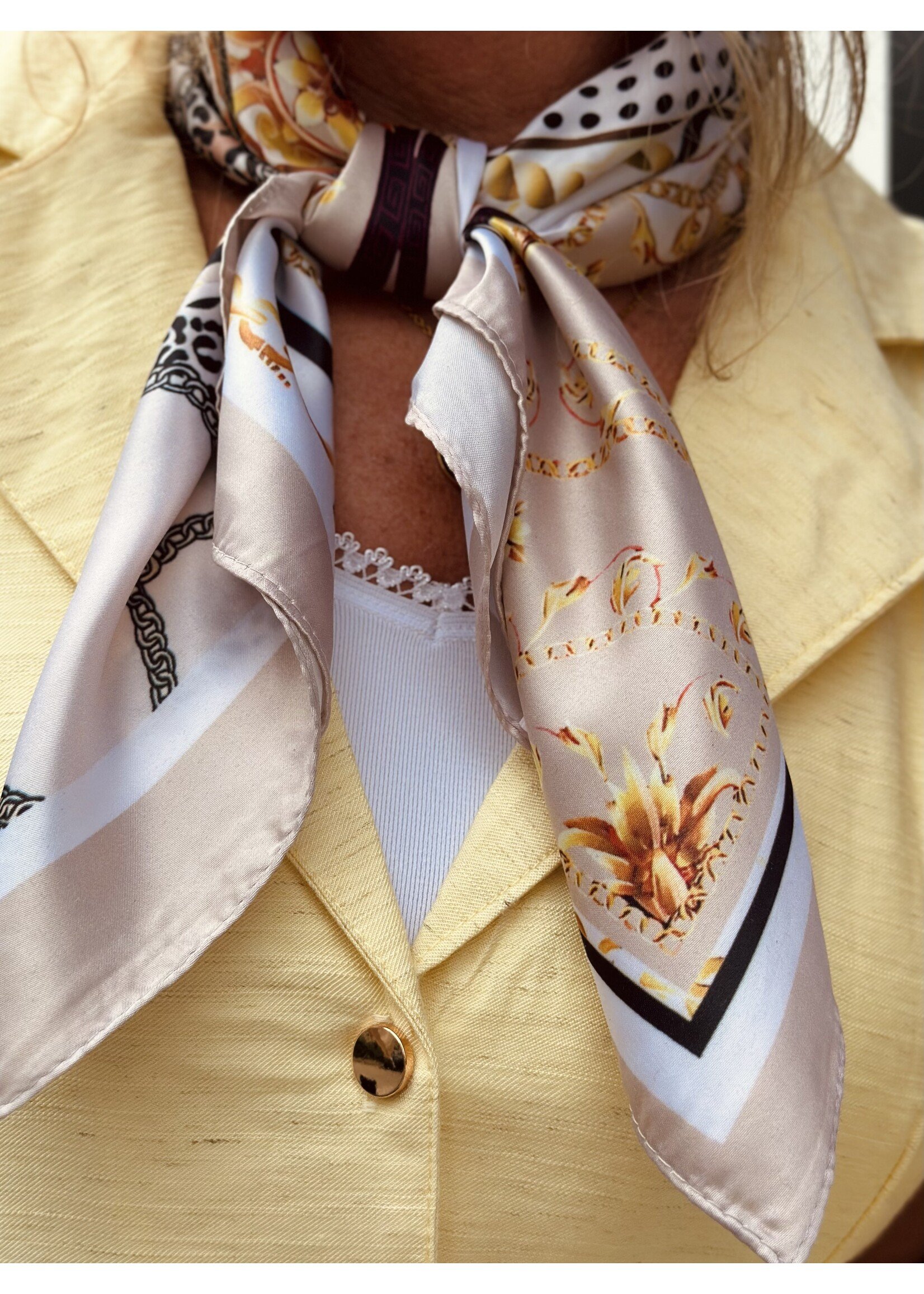 Bibi shawl offwhite/black print One Size