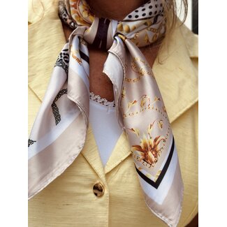 Bibi shawl offwhite/black print One Size