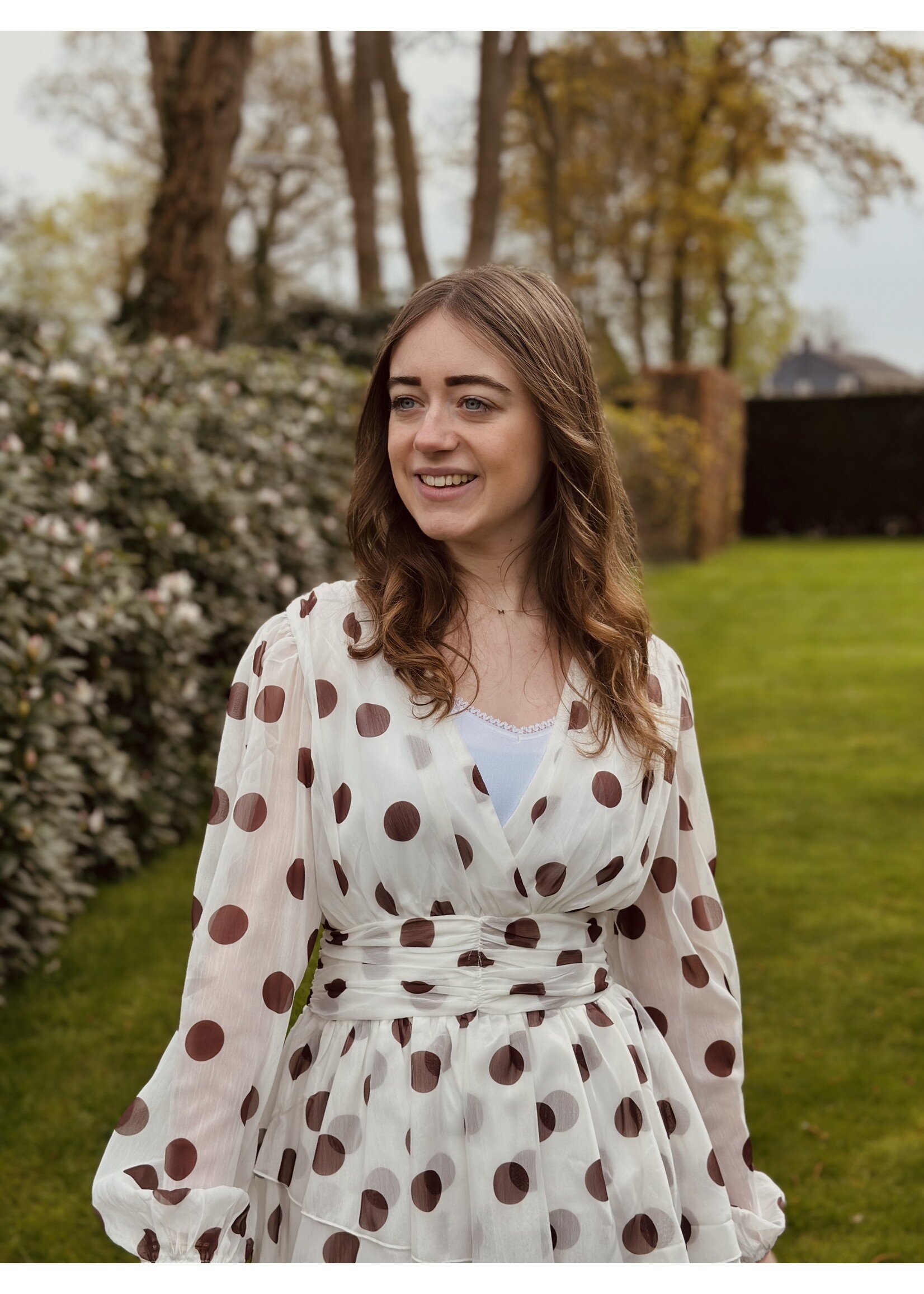 Leonie dress offwhite/brown print