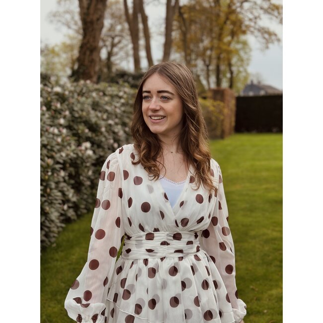 Leonie dress offwhite/brown print