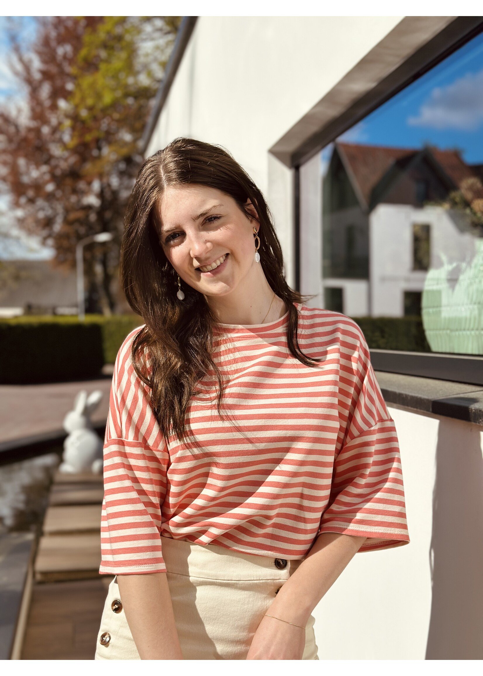 Jadeleen t-shirt stripes red/beige One Size