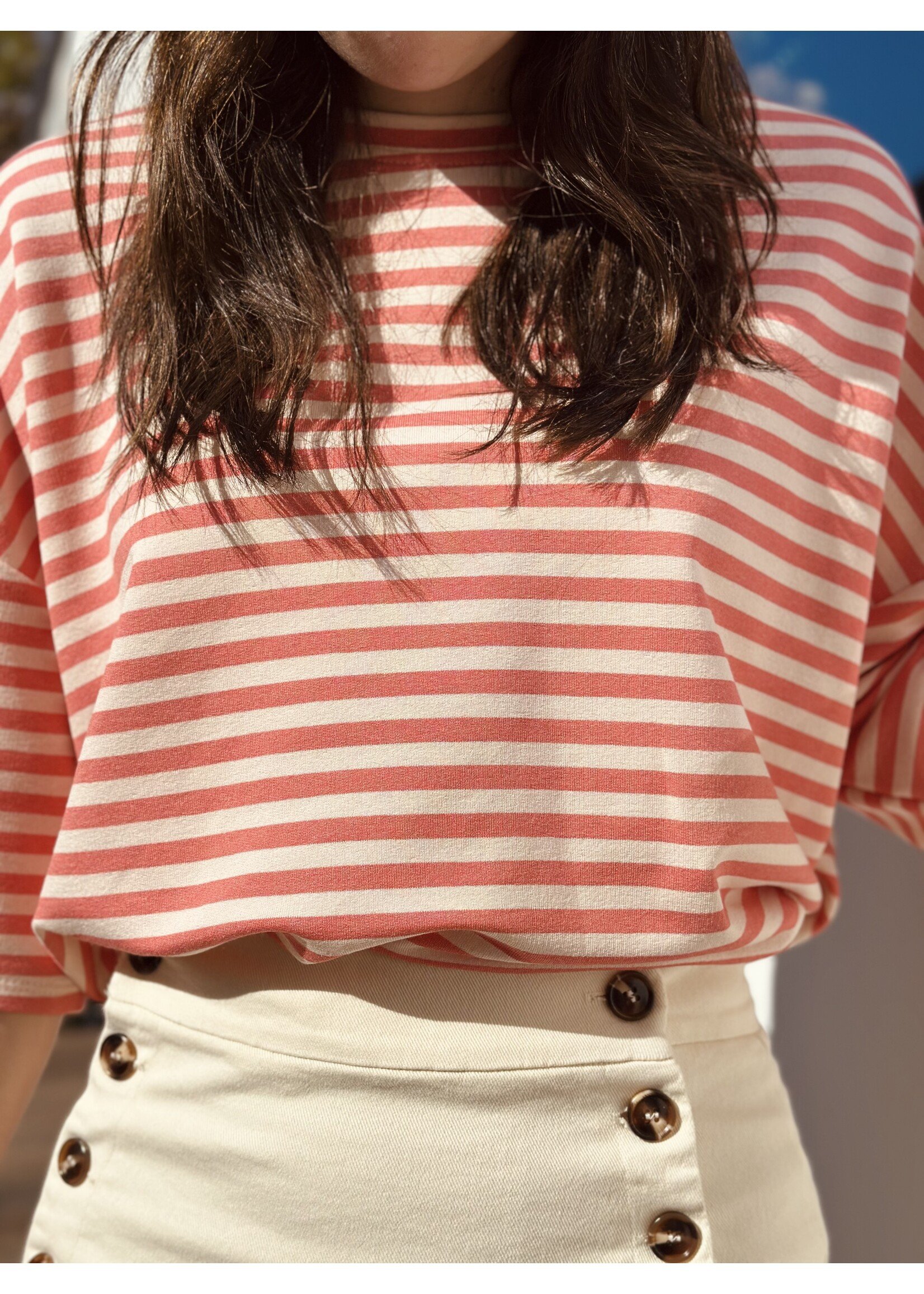 Jadeleen t-shirt stripes red/beige One Size