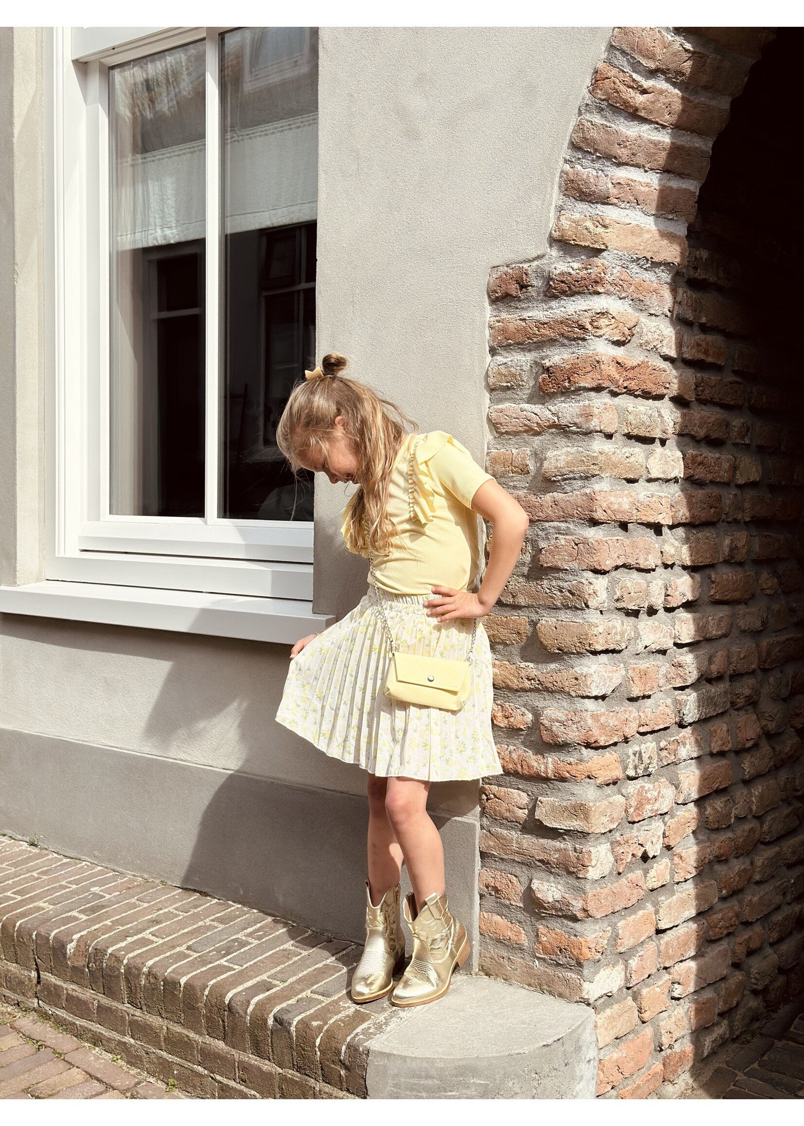 Floriena plissé skirt flower print yellow