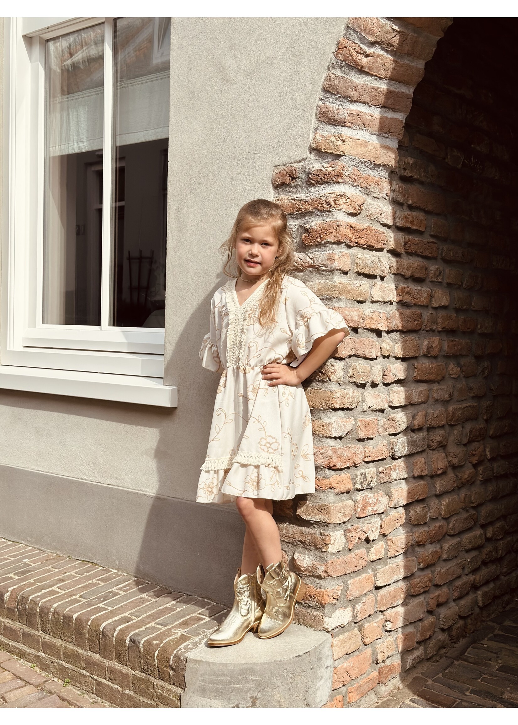 Larise dress offwhite/beige print