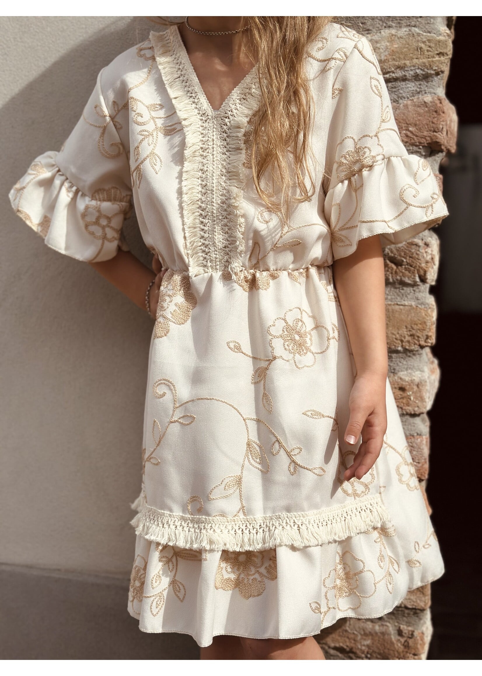 Larise dress offwhite/beige print