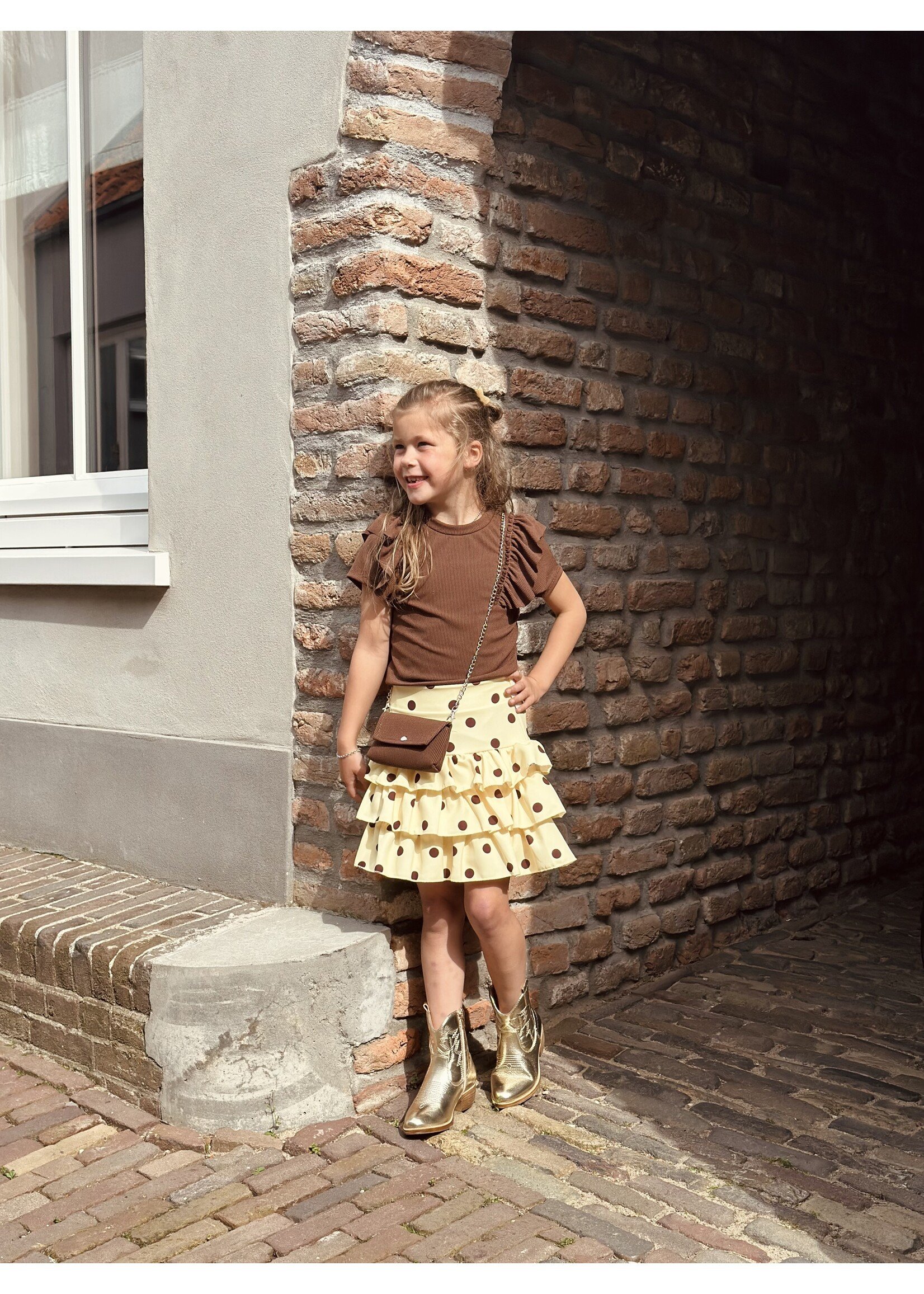 Melanie layered skirt yellow/brown print