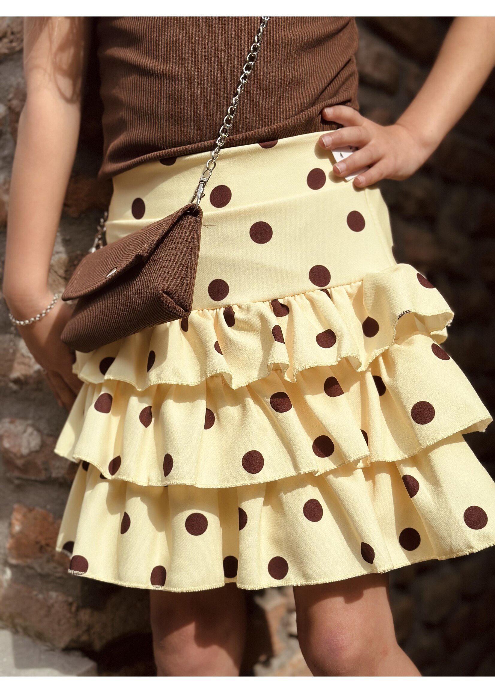 Melanie layered skirt yellow/brown print